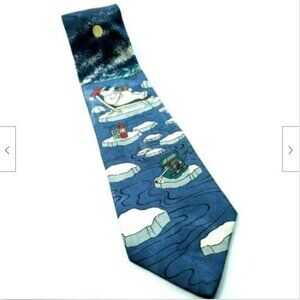 Polar Bear Relaxing Sunglasses Fishing On Ice Tie